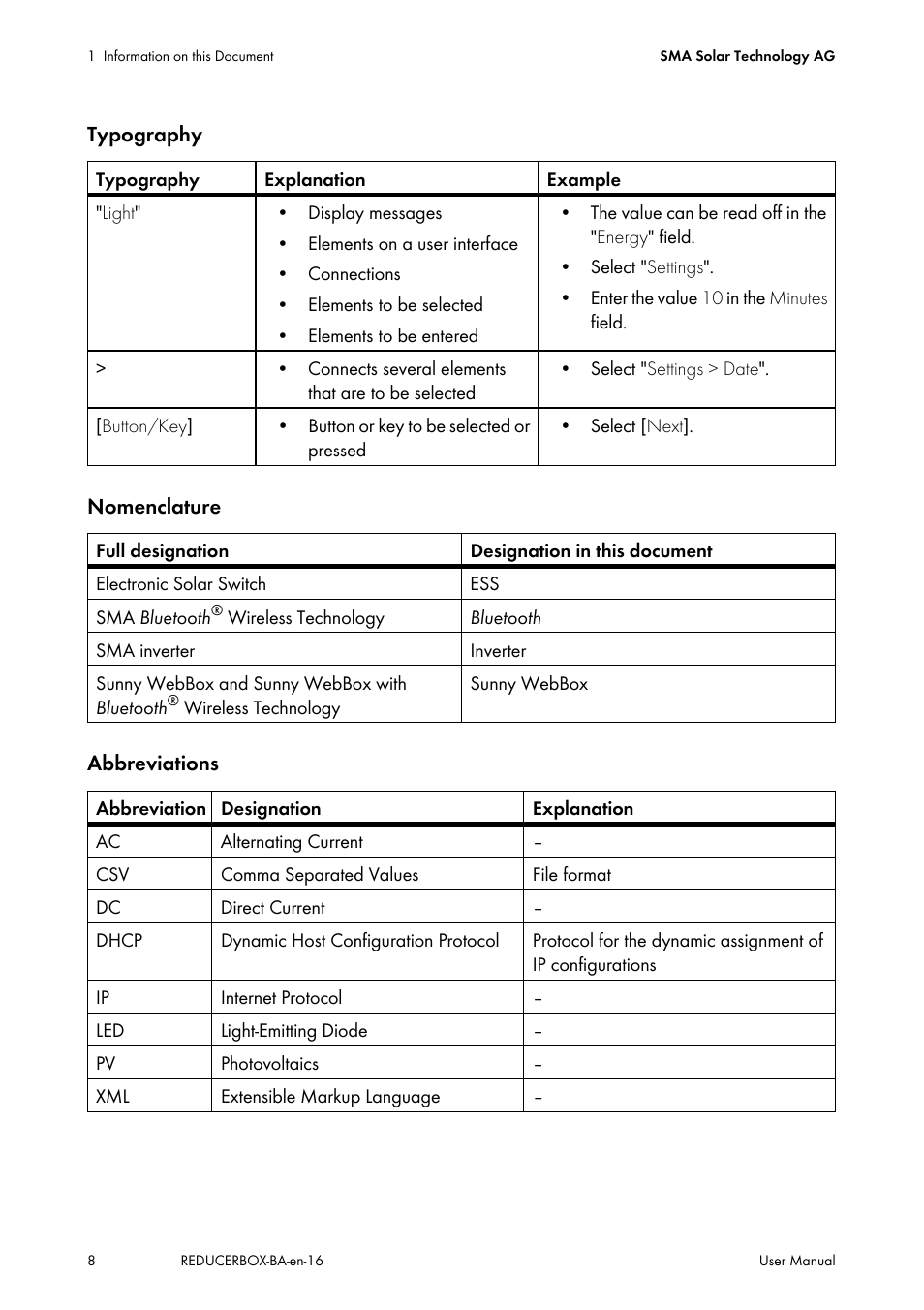 SMA POWER REDUCER BOX User Manual | Page 8 / 80