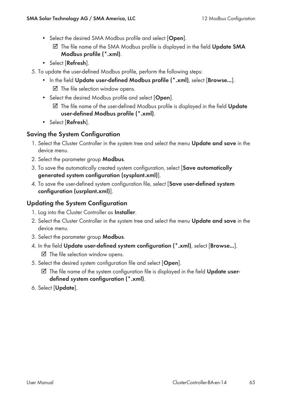 SMA CLUSTER CONTROLLER User Manual | Page 65 / 118