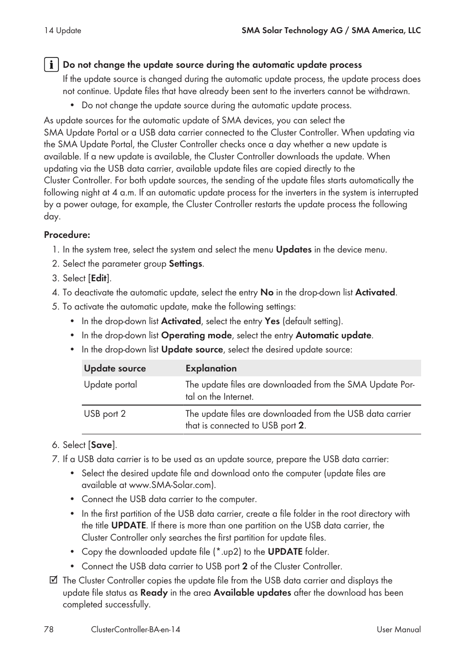 SMA CLUSTER CONTROLLER User Manual | Page 78 / 118