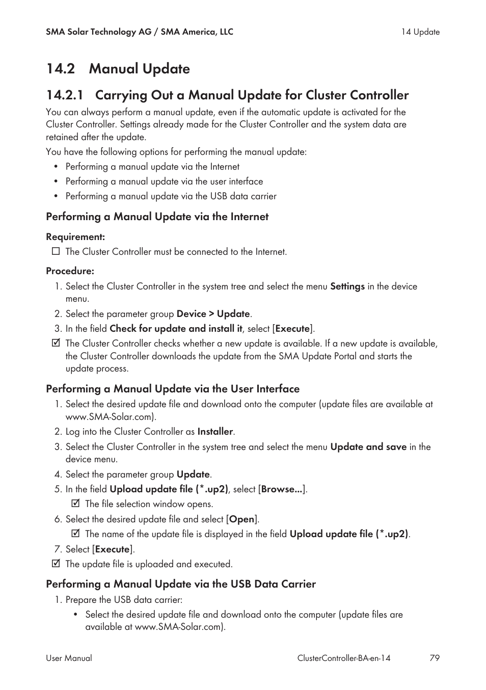 2 manual update | SMA CLUSTER CONTROLLER User Manual | Page 79 / 118