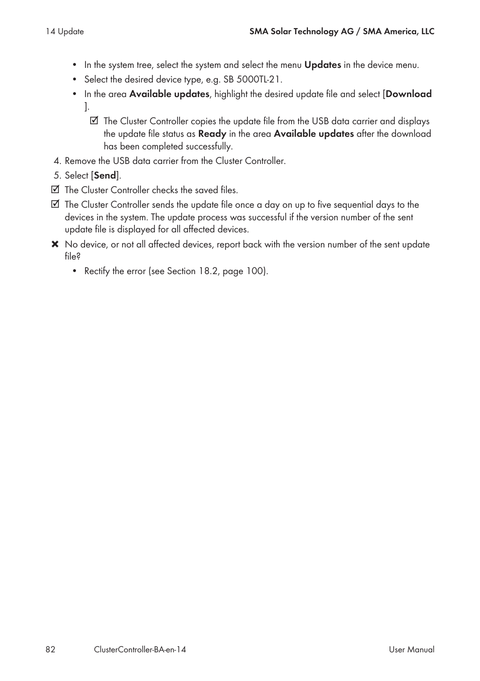 SMA CLUSTER CONTROLLER User Manual | Page 82 / 118