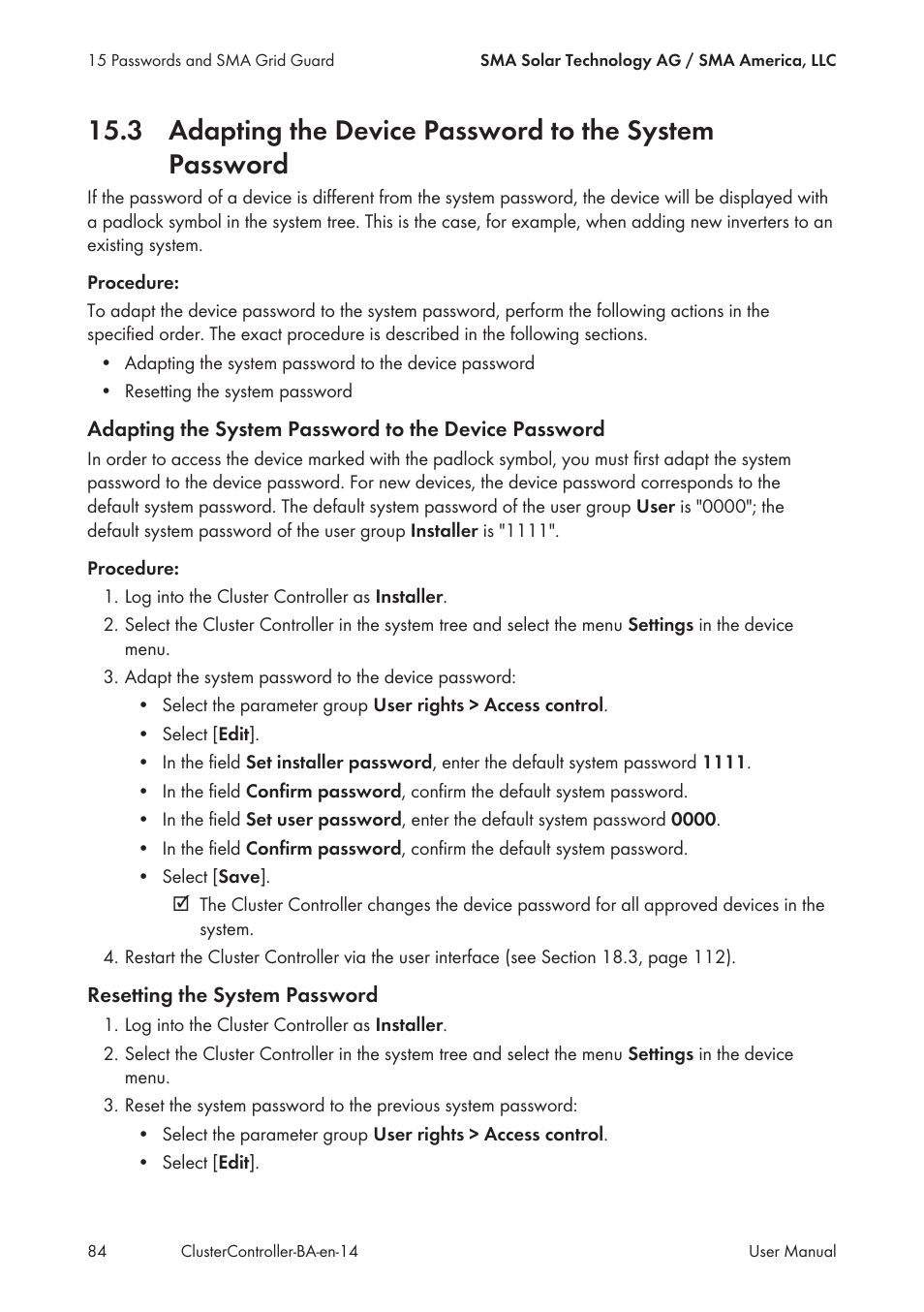 SMA CLUSTER CONTROLLER User Manual | Page 84 / 118