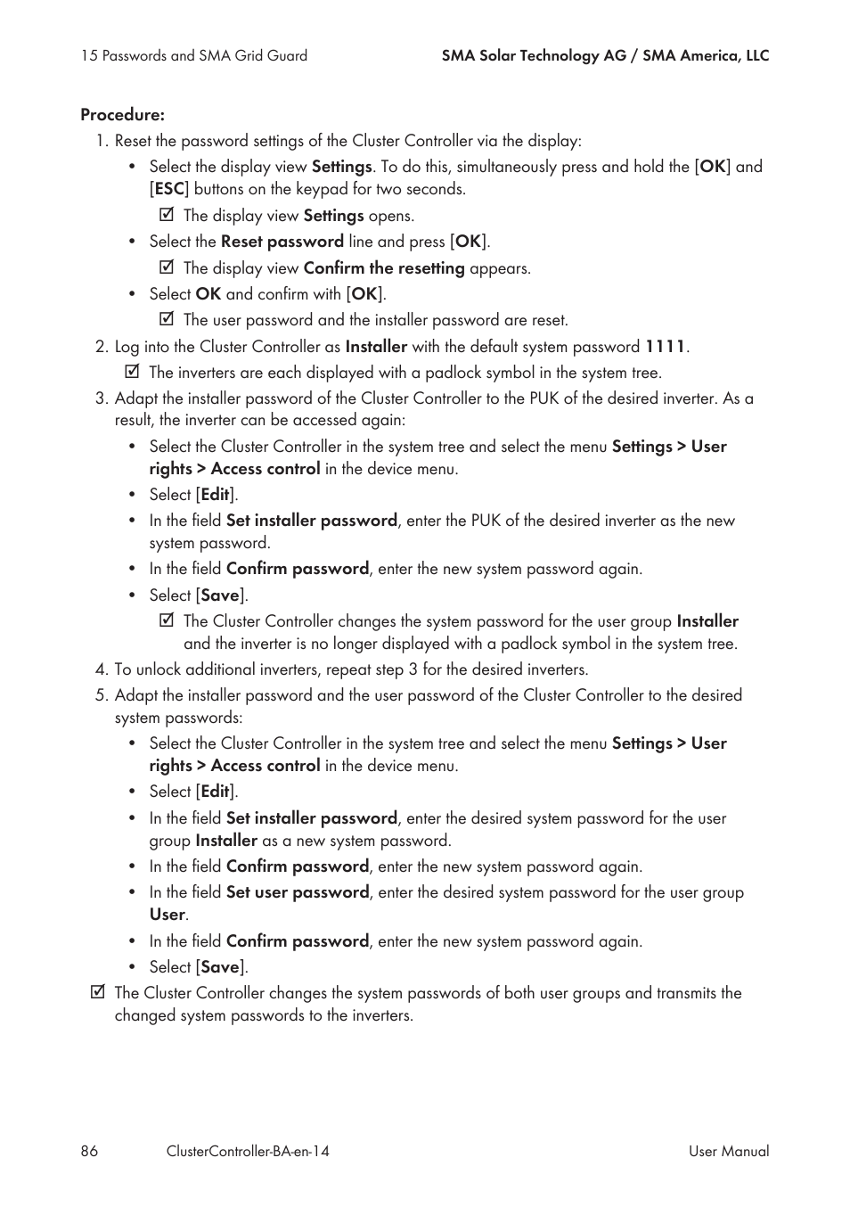 SMA CLUSTER CONTROLLER User Manual | Page 86 / 118