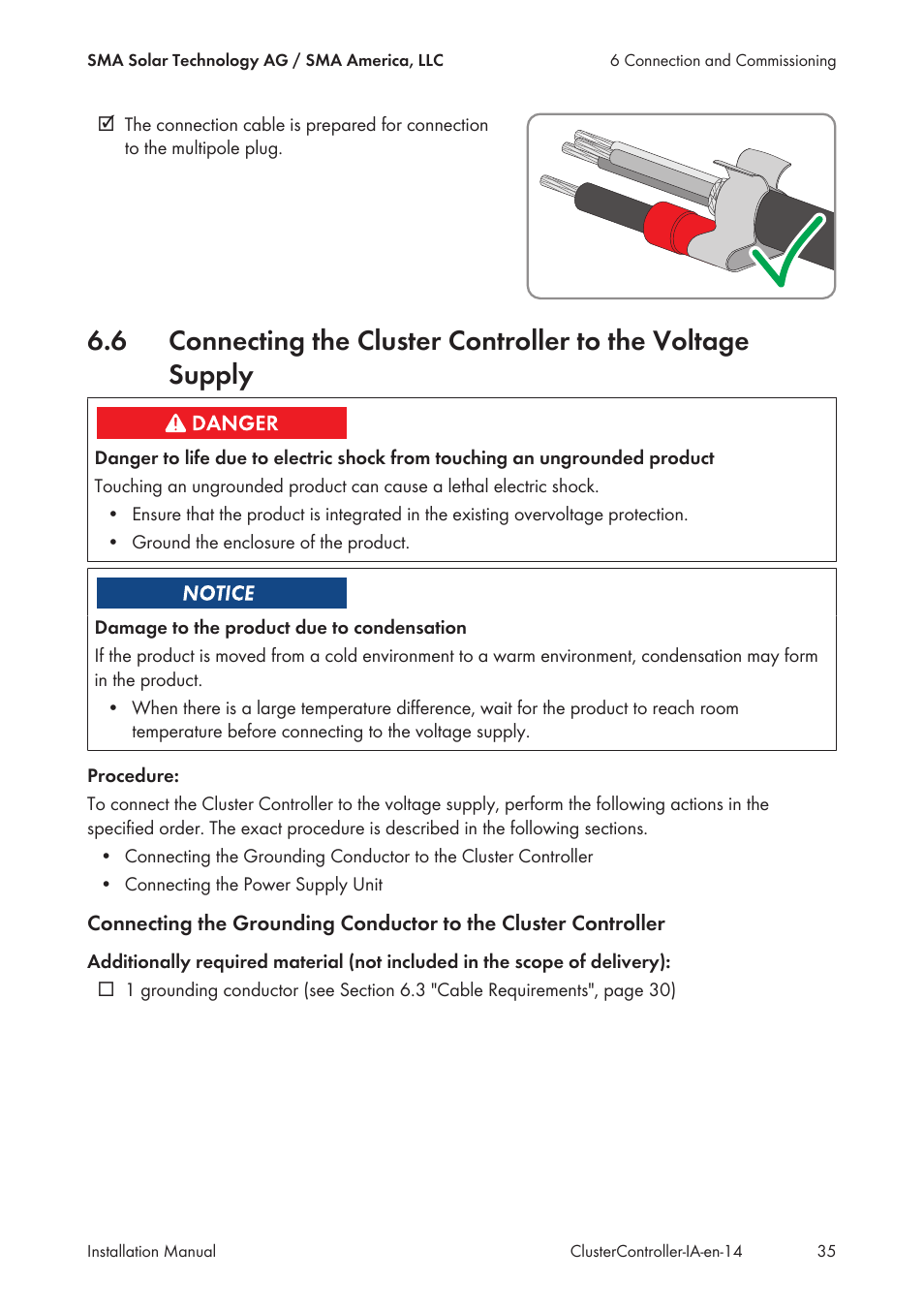 SMA CLUSTER CONTROLLER Installation User Manual | Page 35 / 92
