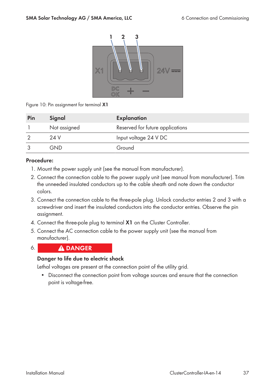 SMA CLUSTER CONTROLLER Installation User Manual | Page 37 / 92