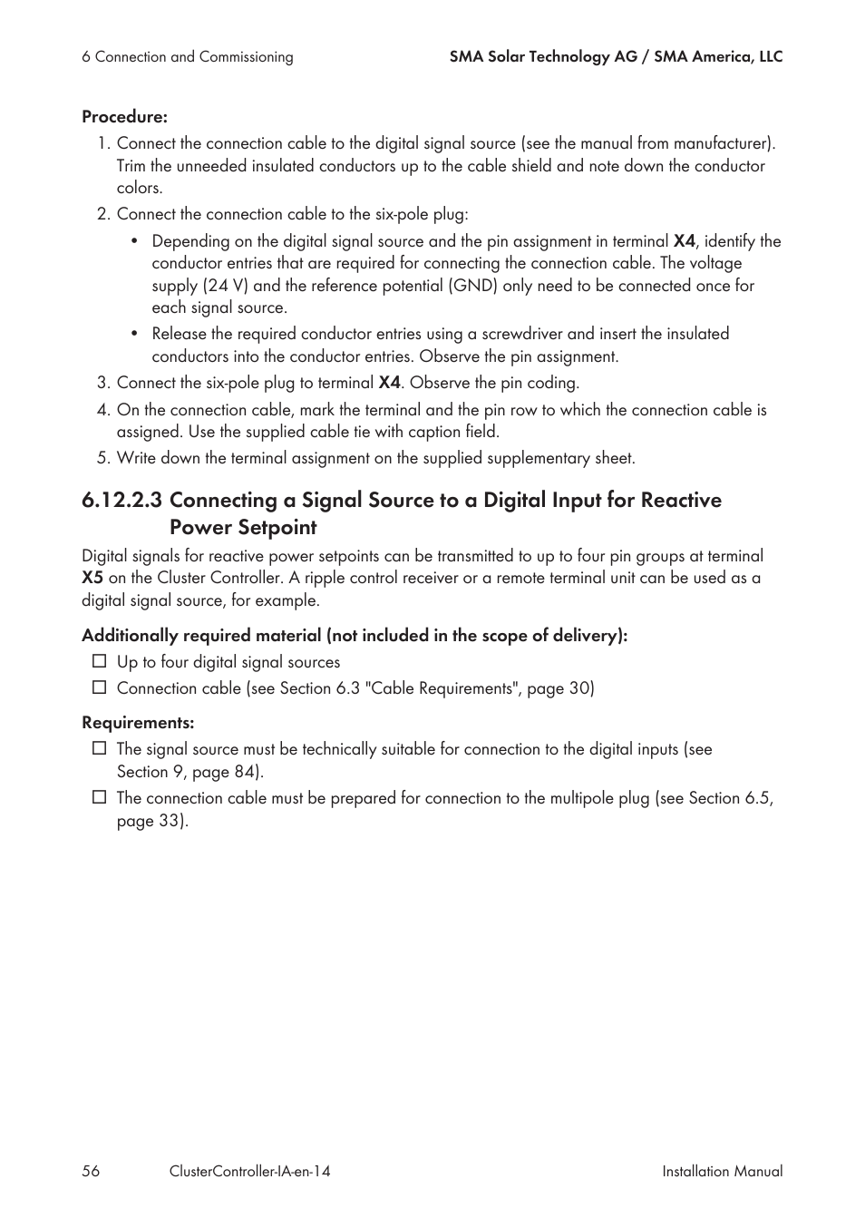 Power setpoint | SMA CLUSTER CONTROLLER Installation User Manual | Page 56 / 92
