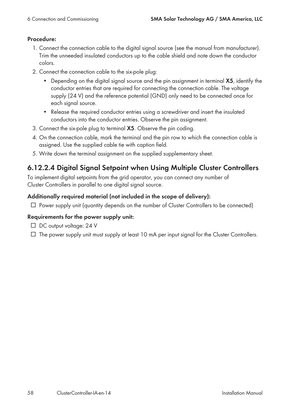 Controllers | SMA CLUSTER CONTROLLER Installation User Manual | Page 58 / 92