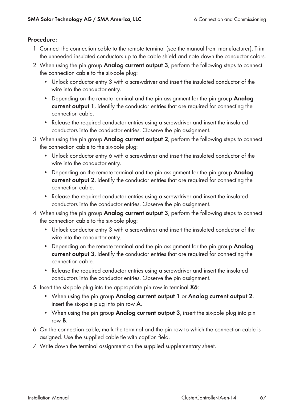 SMA CLUSTER CONTROLLER Installation User Manual | Page 67 / 92