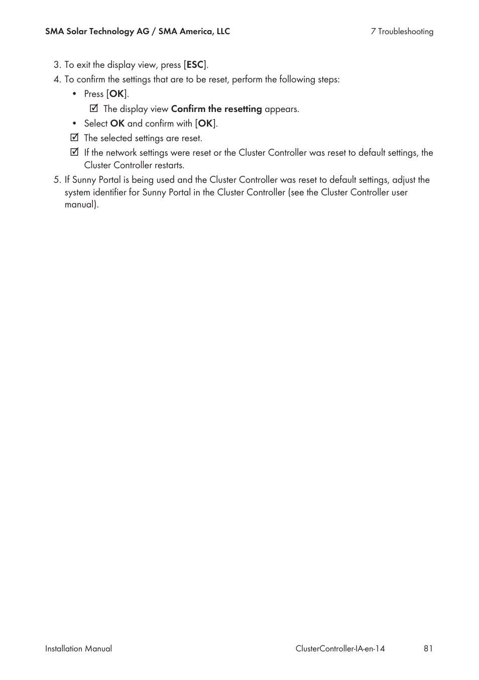SMA CLUSTER CONTROLLER Installation User Manual | Page 81 / 92