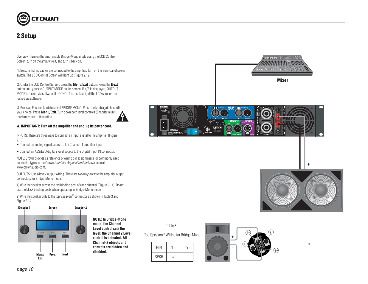 2 setup | Crown Audio I-T12000 HD User Manual | Page 10 / 60