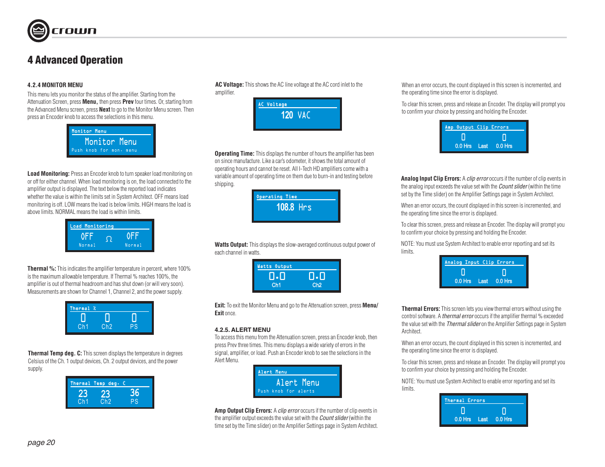 4 advanced operation | Crown Audio I-T12000 HD User Manual | Page 20 / 60