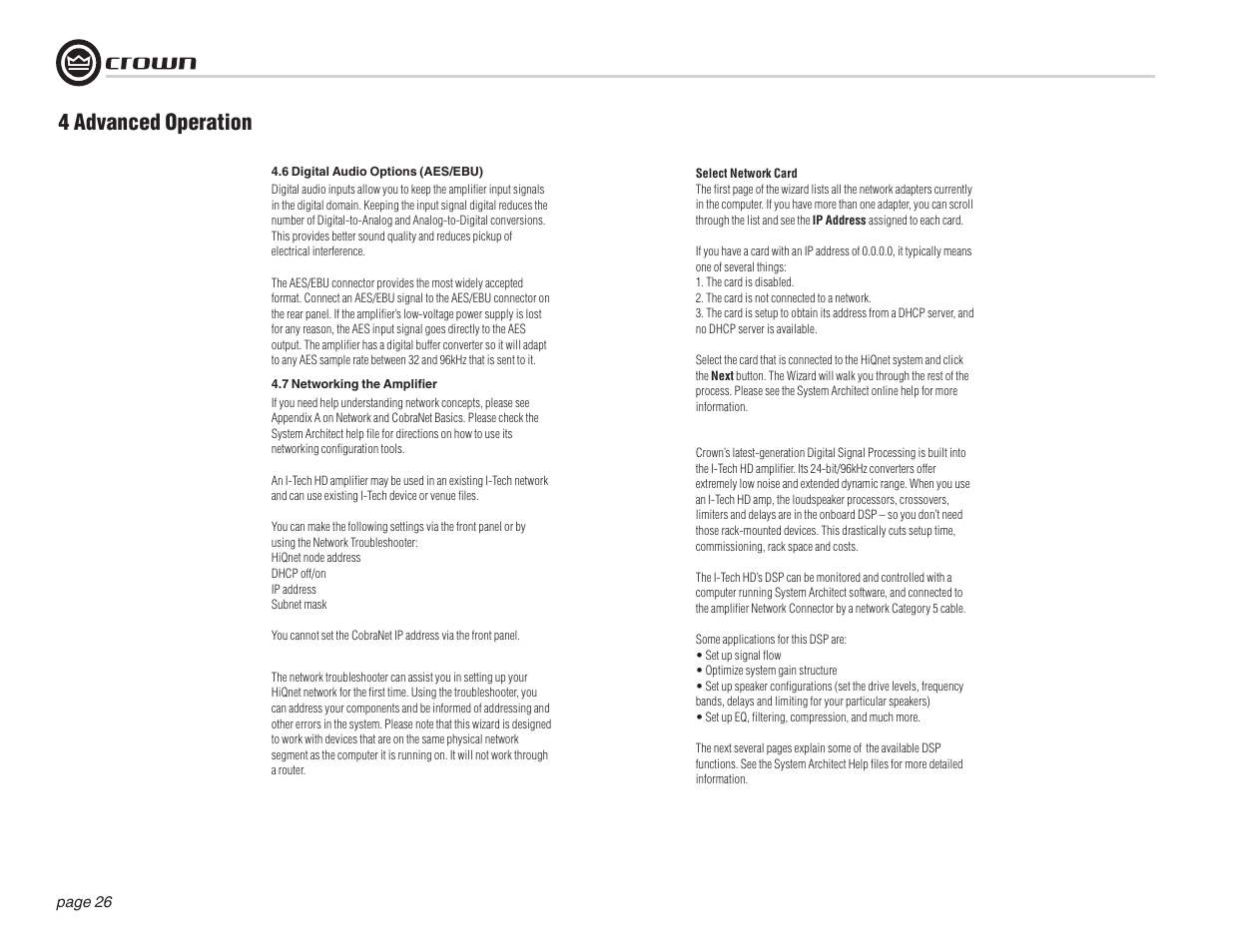 4 advanced operation | Crown Audio I-T12000 HD User Manual | Page 26 / 60