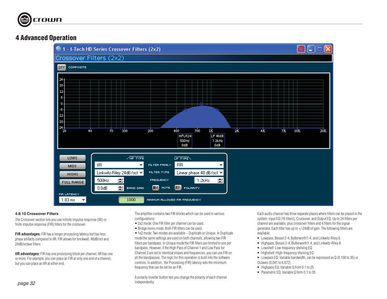 4 advanced operation | Crown Audio I-T12000 HD User Manual | Page 32 / 60