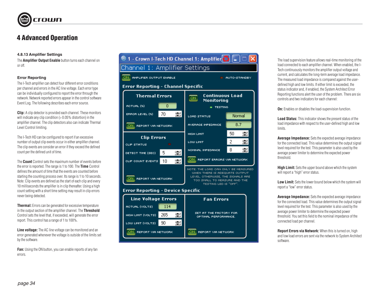 4 advanced operation | Crown Audio I-T12000 HD User Manual | Page 34 / 60