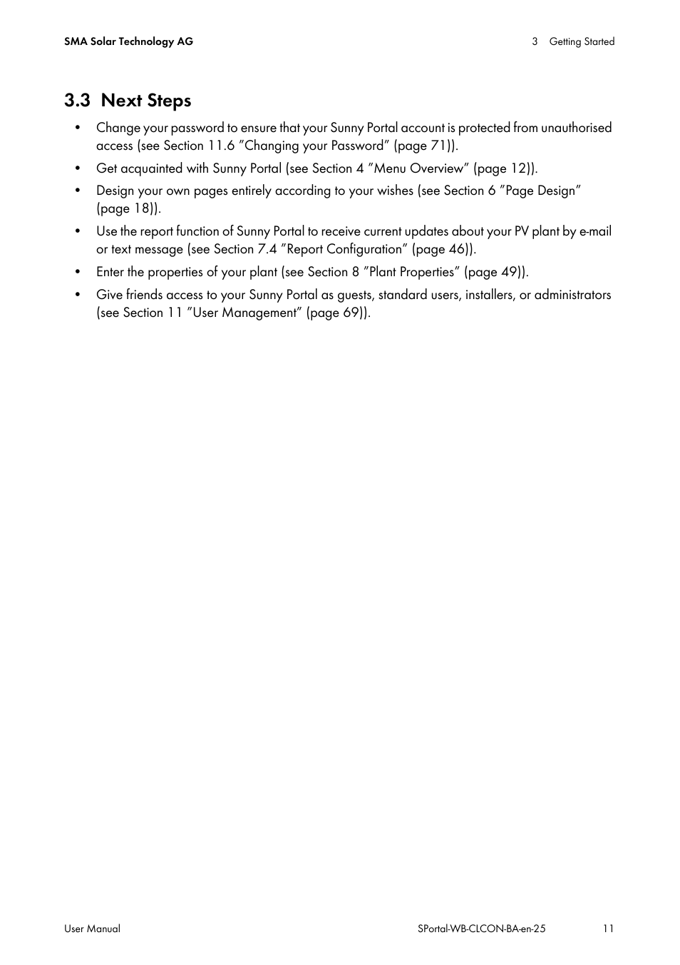 3 next steps, Next steps | SMA SUNNY WEBBOX User Manual | Page 11 / 77