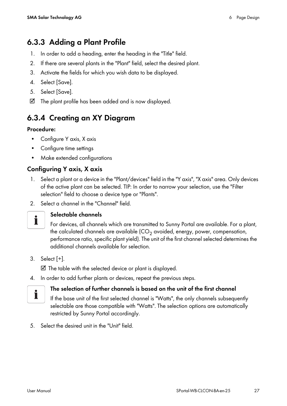 3 adding a plant profile, 4 creating an xy diagram, Adding a plant profile | Creating an xy diagram | SMA SUNNY WEBBOX User Manual | Page 27 / 77