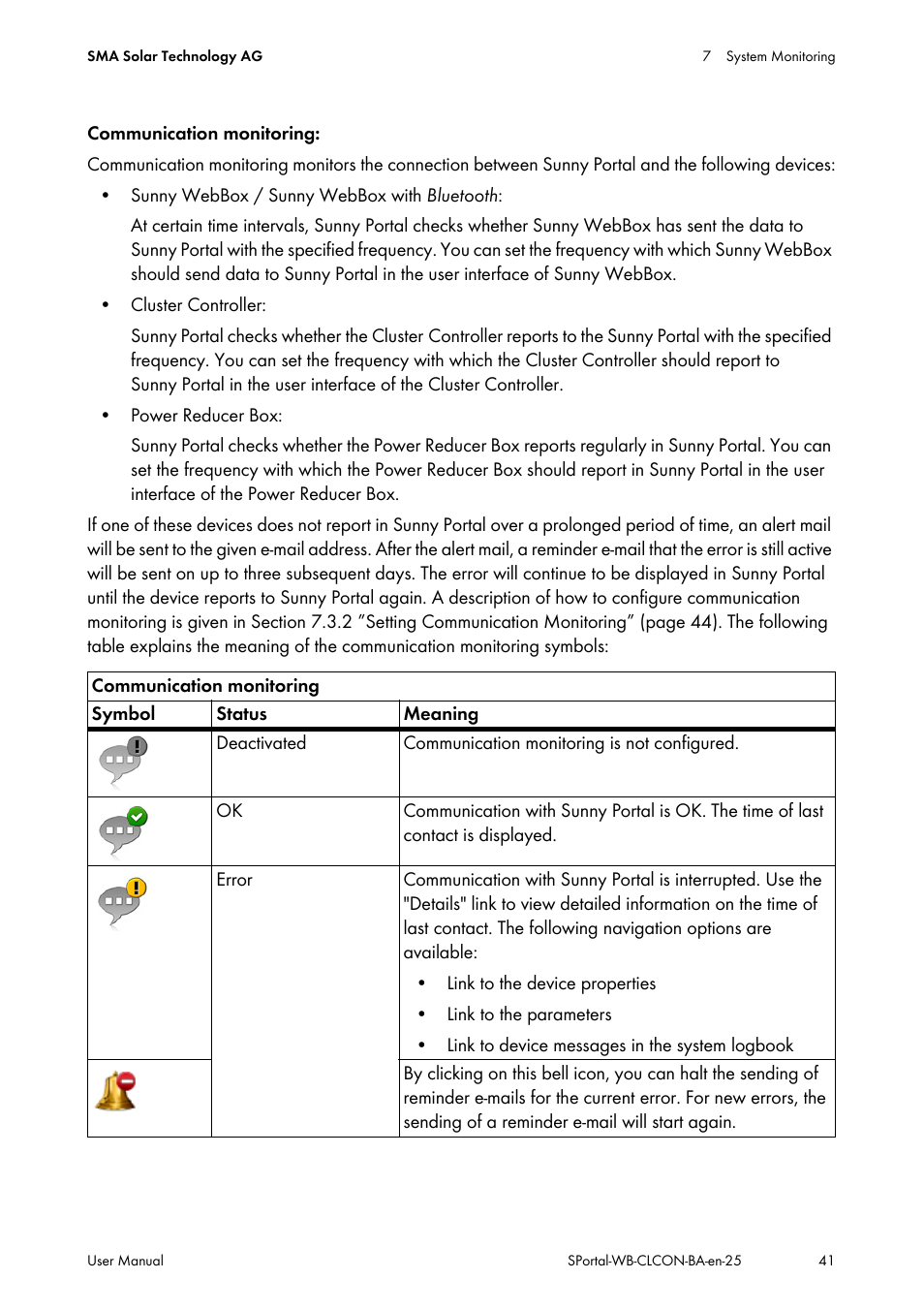 SMA SUNNY WEBBOX User Manual | Page 41 / 77