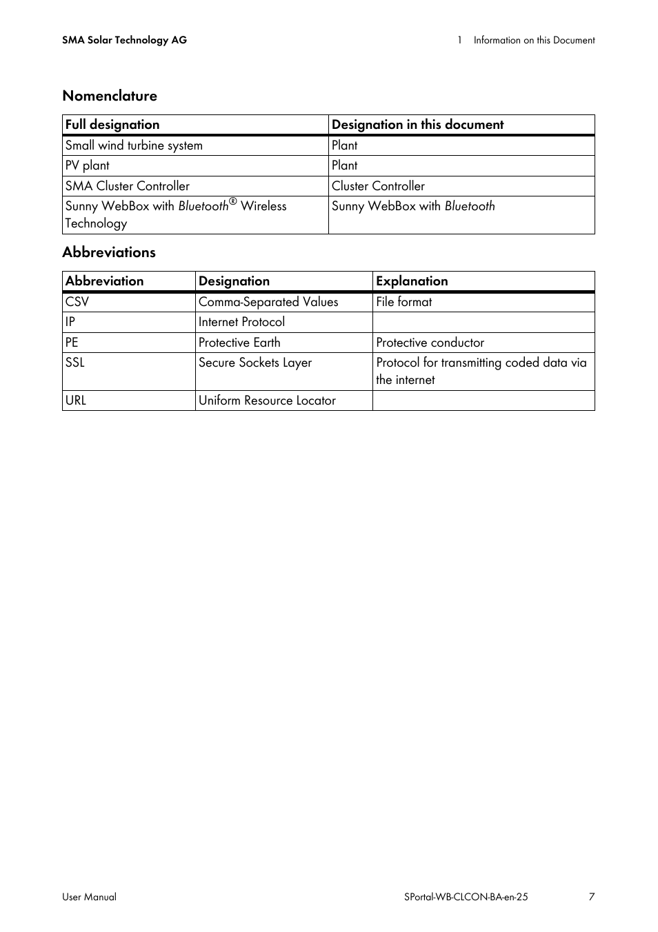 SMA SUNNY WEBBOX User Manual | Page 7 / 77