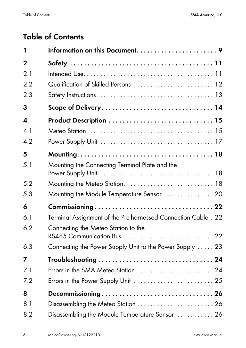 SMA METEO STATION Installation User Manual | Page 6 / 33