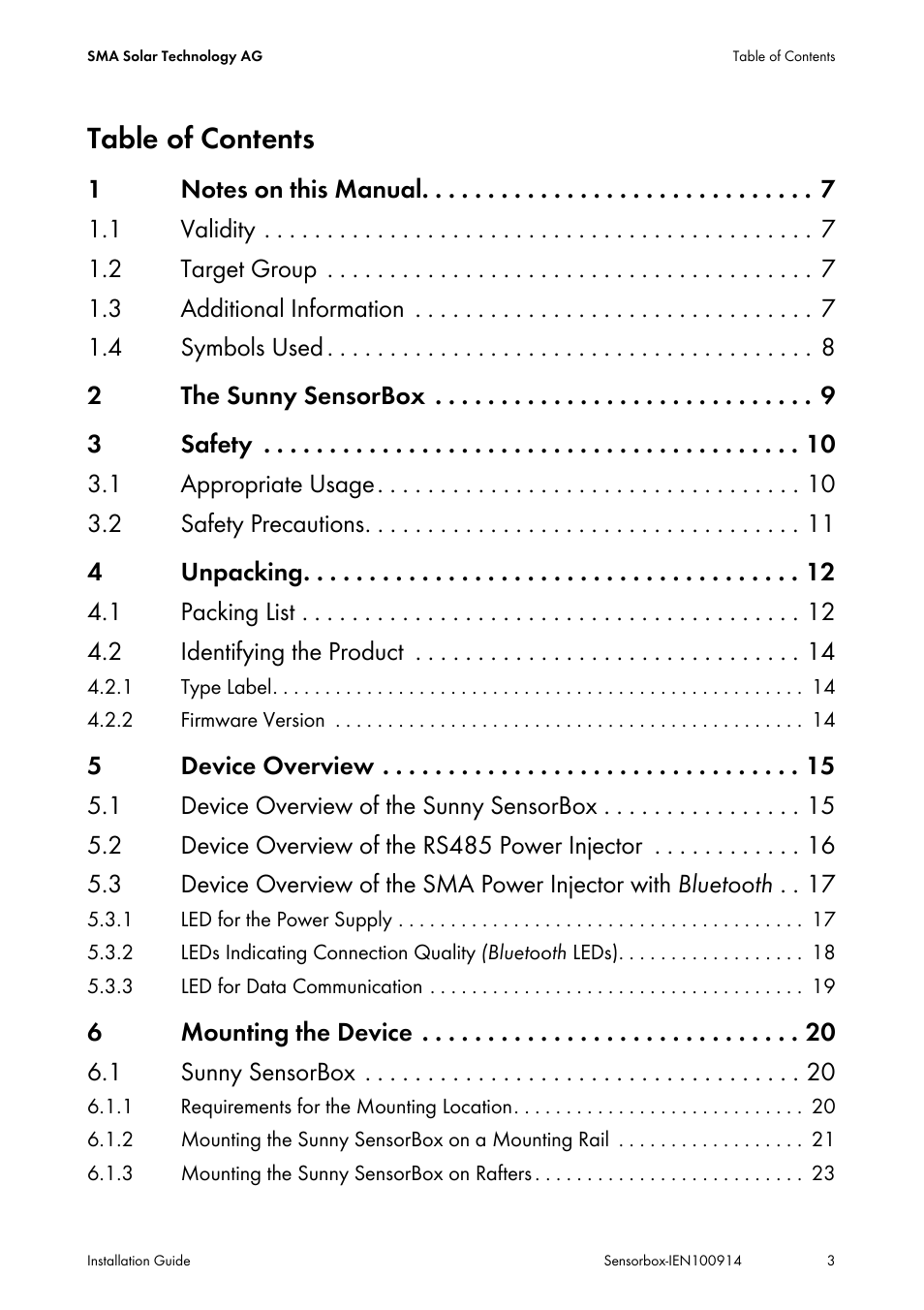 SMA Sensorbox User Manual | Page 3 / 84