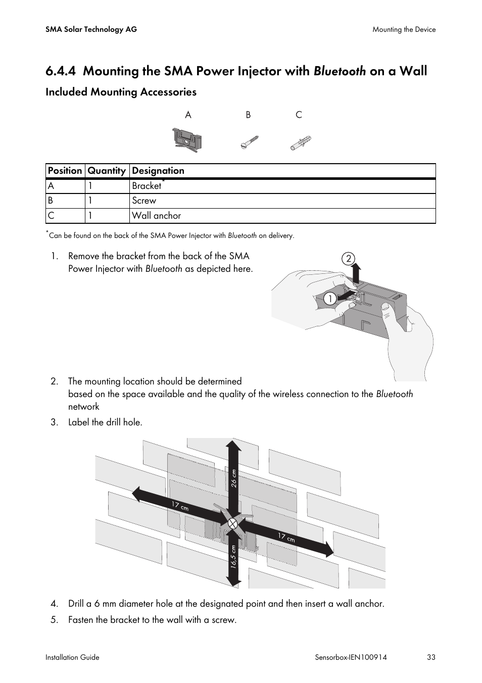 Mounting the sma power injector with | SMA Sensorbox User Manual | Page 33 / 84