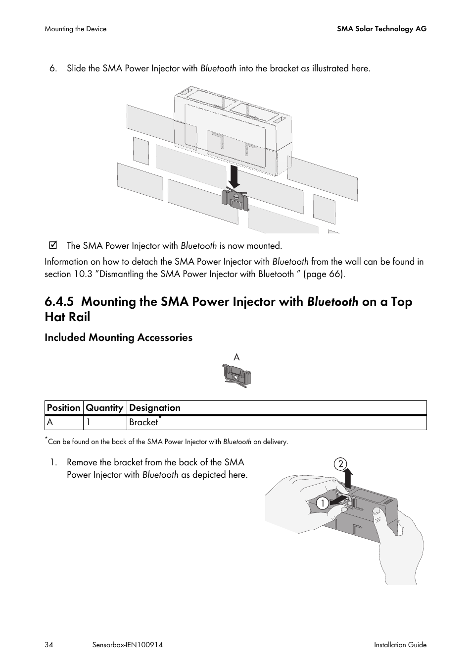 Mounting the sma power injector with | SMA Sensorbox User Manual | Page 34 / 84