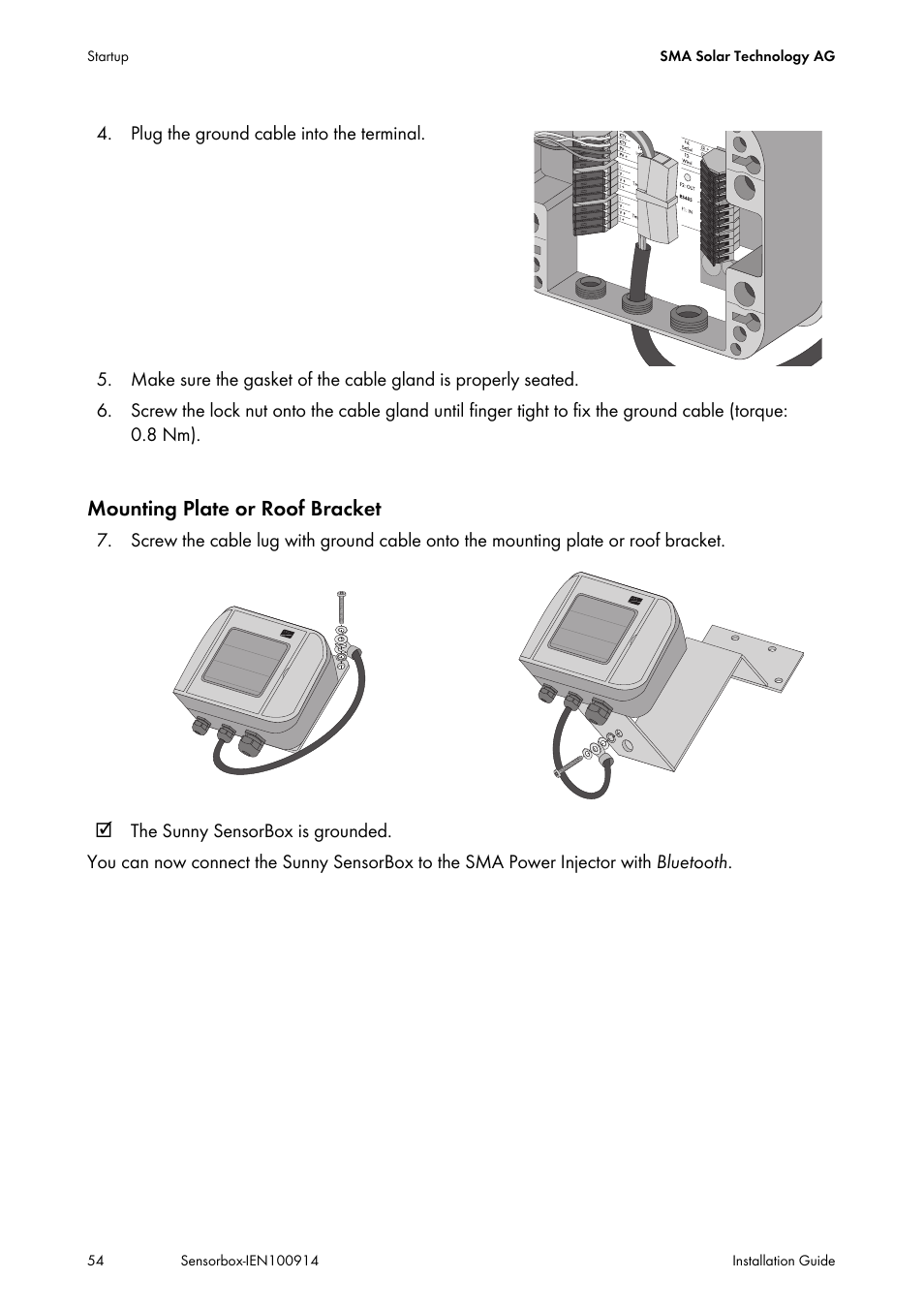 Mounting plate or roof bracket | SMA Sensorbox User Manual | Page 54 / 84