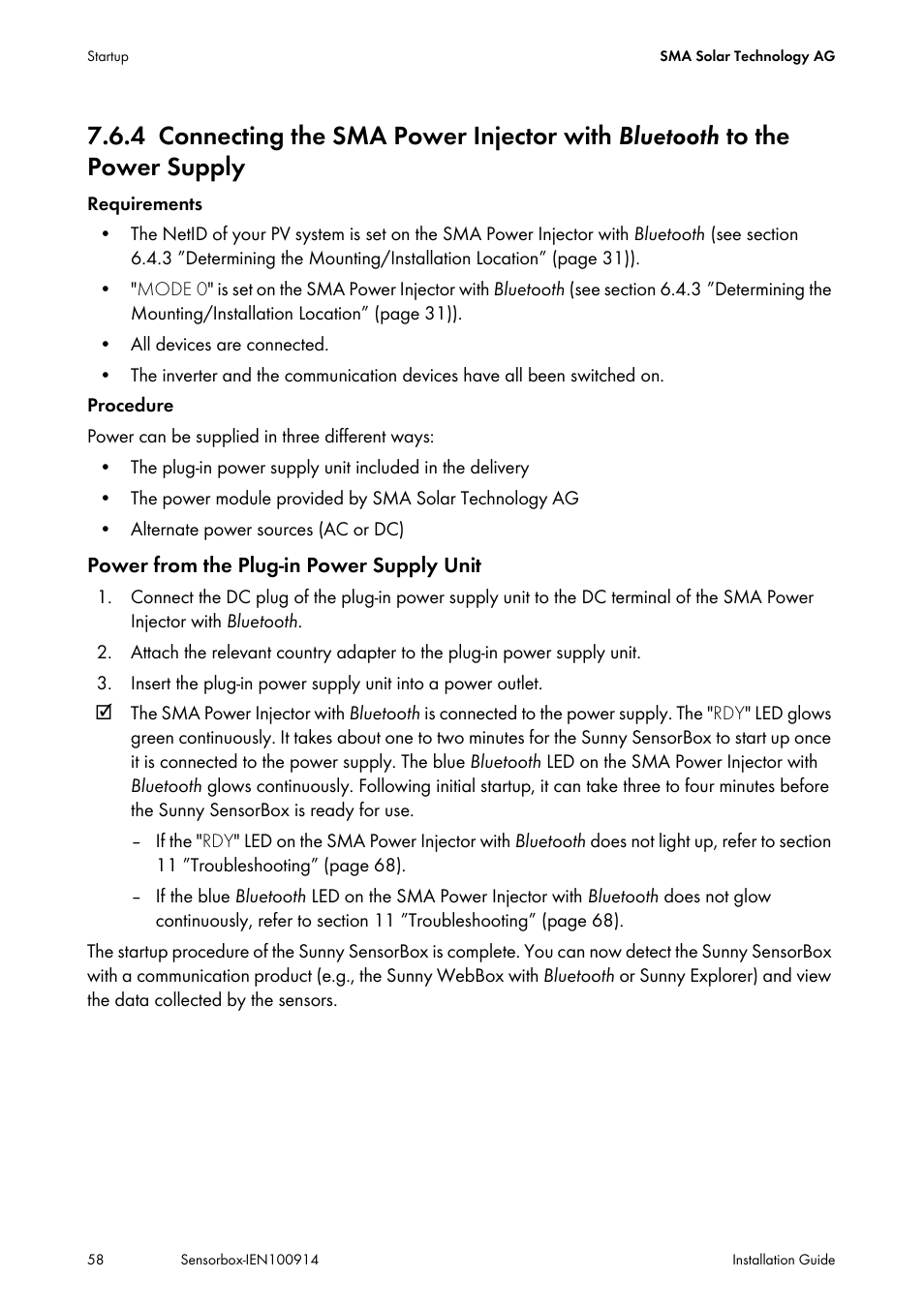Connecting the sma power injector with, Ge 58) | SMA Sensorbox User Manual | Page 58 / 84