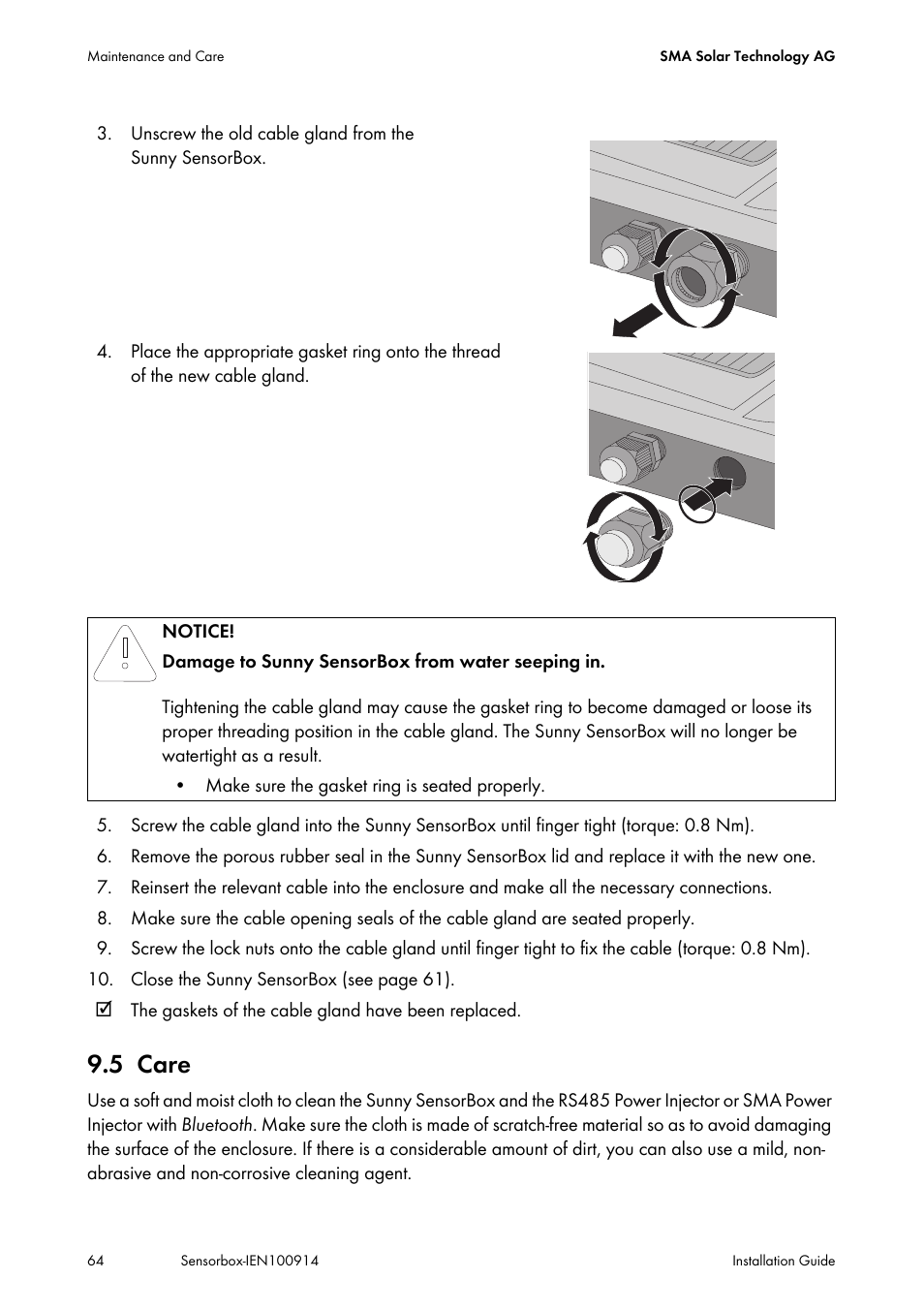 5 care, Care | SMA Sensorbox User Manual | Page 64 / 84