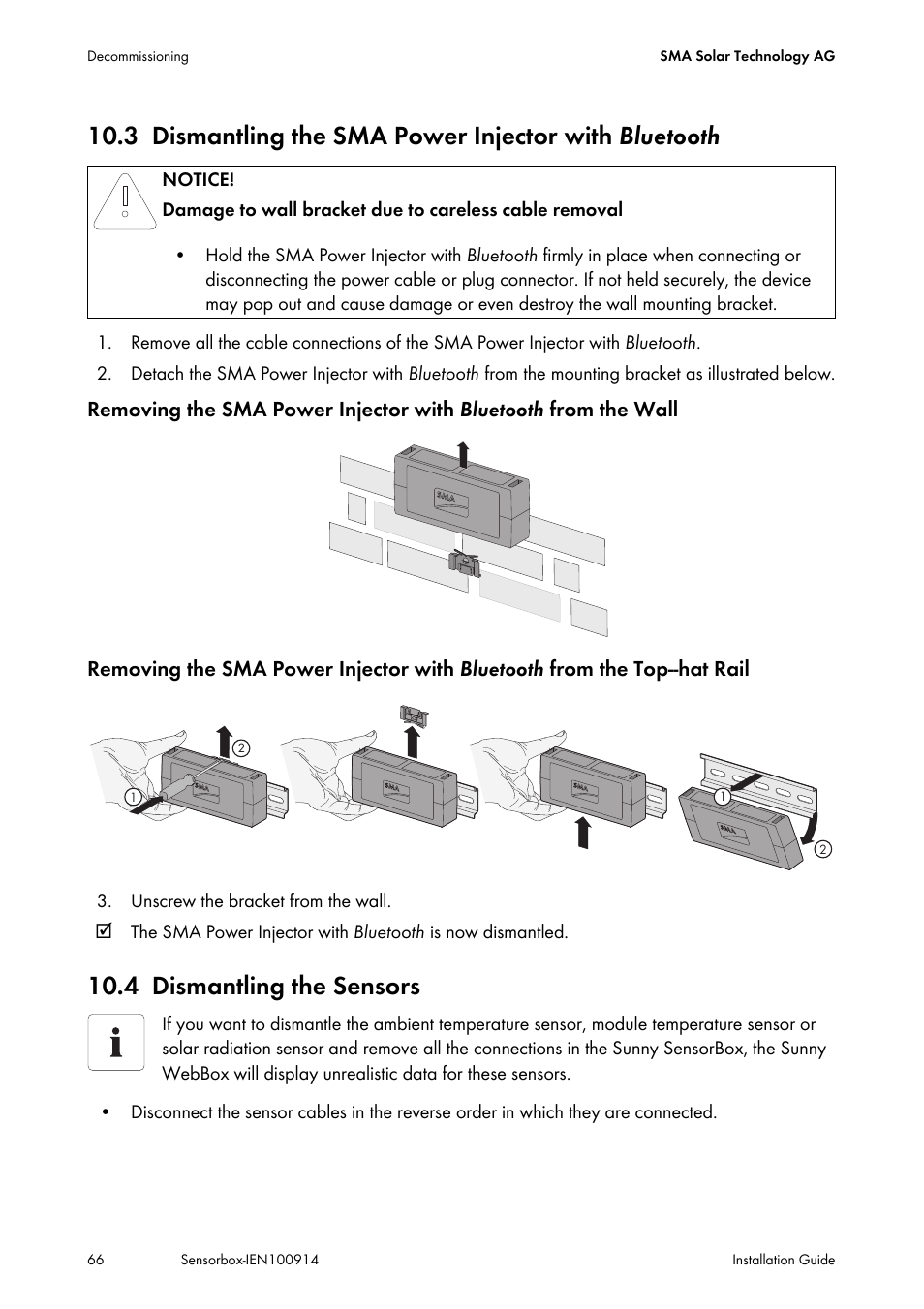4 dismantling the sensors, Dismantling the sma power injector with, Dismantling the sensors | SMA Sensorbox User Manual | Page 66 / 84
