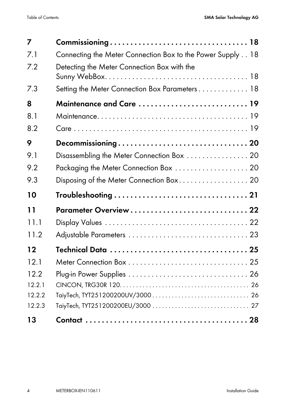 SMA METER CONNECTION BOX User Manual | Page 4 / 32