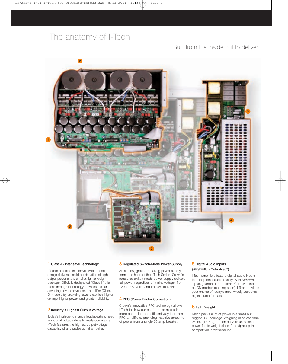 The anatomy of i-tech, Built from the inside out to deliver | Crown Audio I-Tech Series User Manual | Page 3 / 6