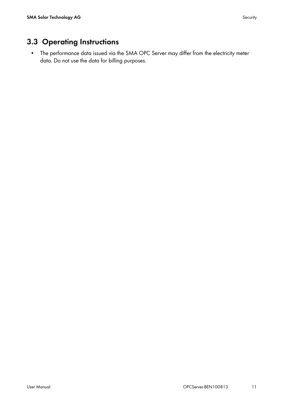 3 operating instructions, Operating instructions | SMA OPC SERVER User Manual | Page 11 / 36