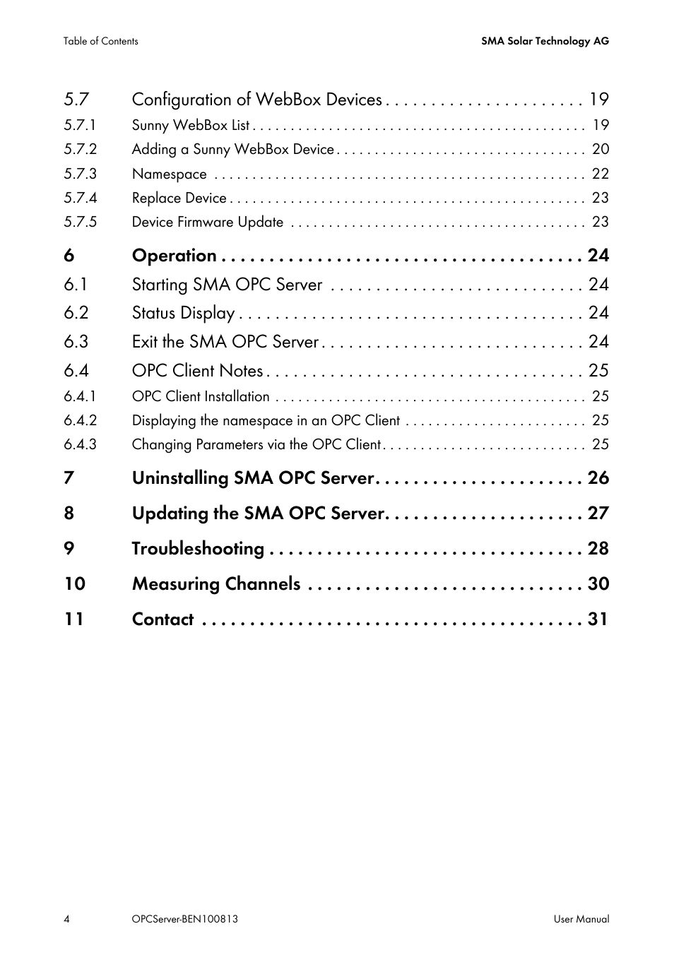 SMA OPC SERVER User Manual | Page 4 / 36