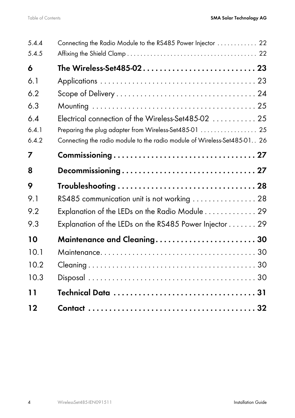 SMA Wireless-Set485-01 User Manual | Page 4 / 36