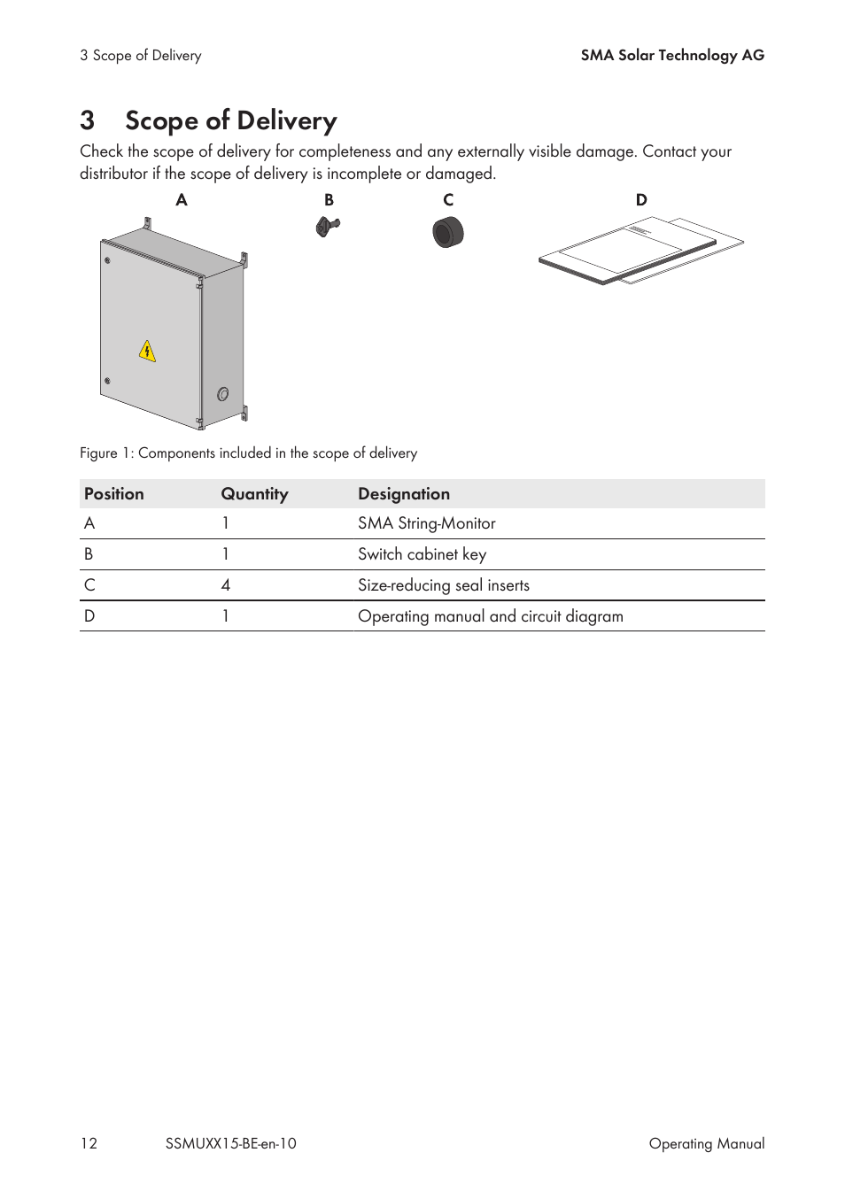 3 scope of delivery, Scope of delivery, 3scope of delivery | SMA SSM-U-1615 User Manual | Page 12 / 76