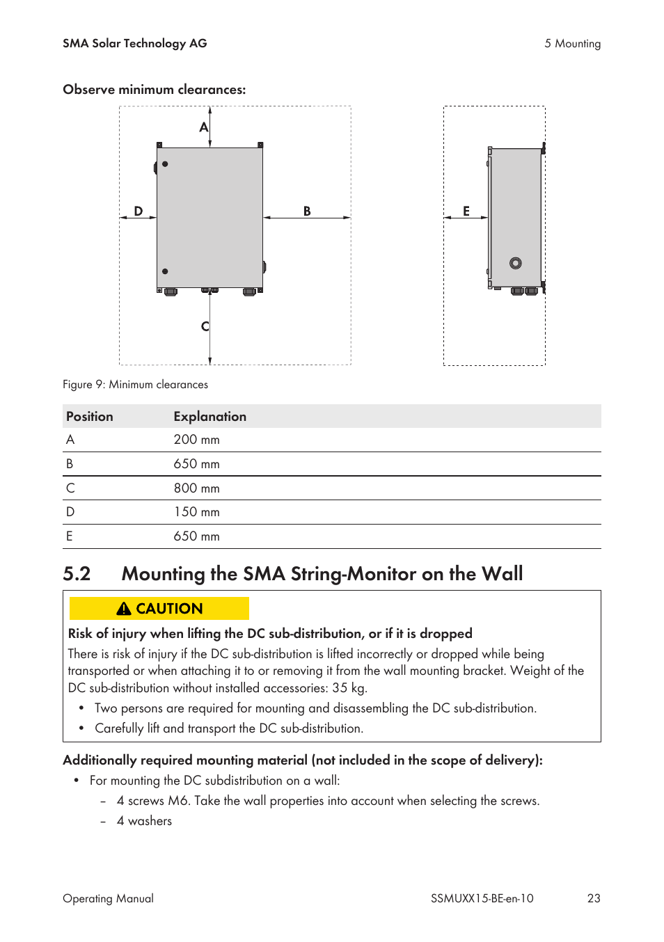 2 mounting the sma string-monitor on the wall, Mounting the sma string-monitor on the wall | SMA SSM-U-1615 User Manual | Page 23 / 76