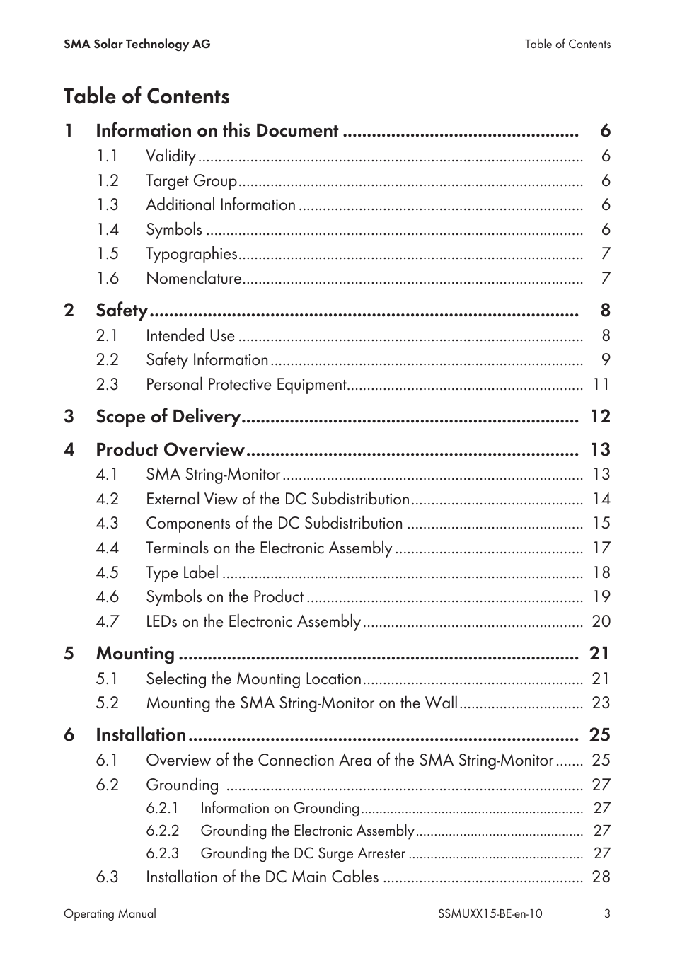 SMA SSM-U-1615 User Manual | Page 3 / 76