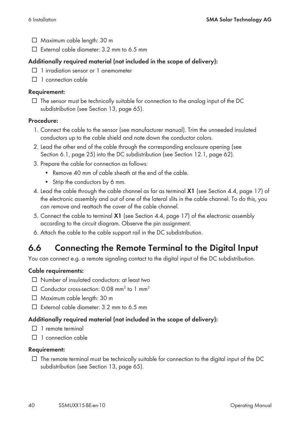 SMA SSM-U-1615 User Manual | Page 40 / 76