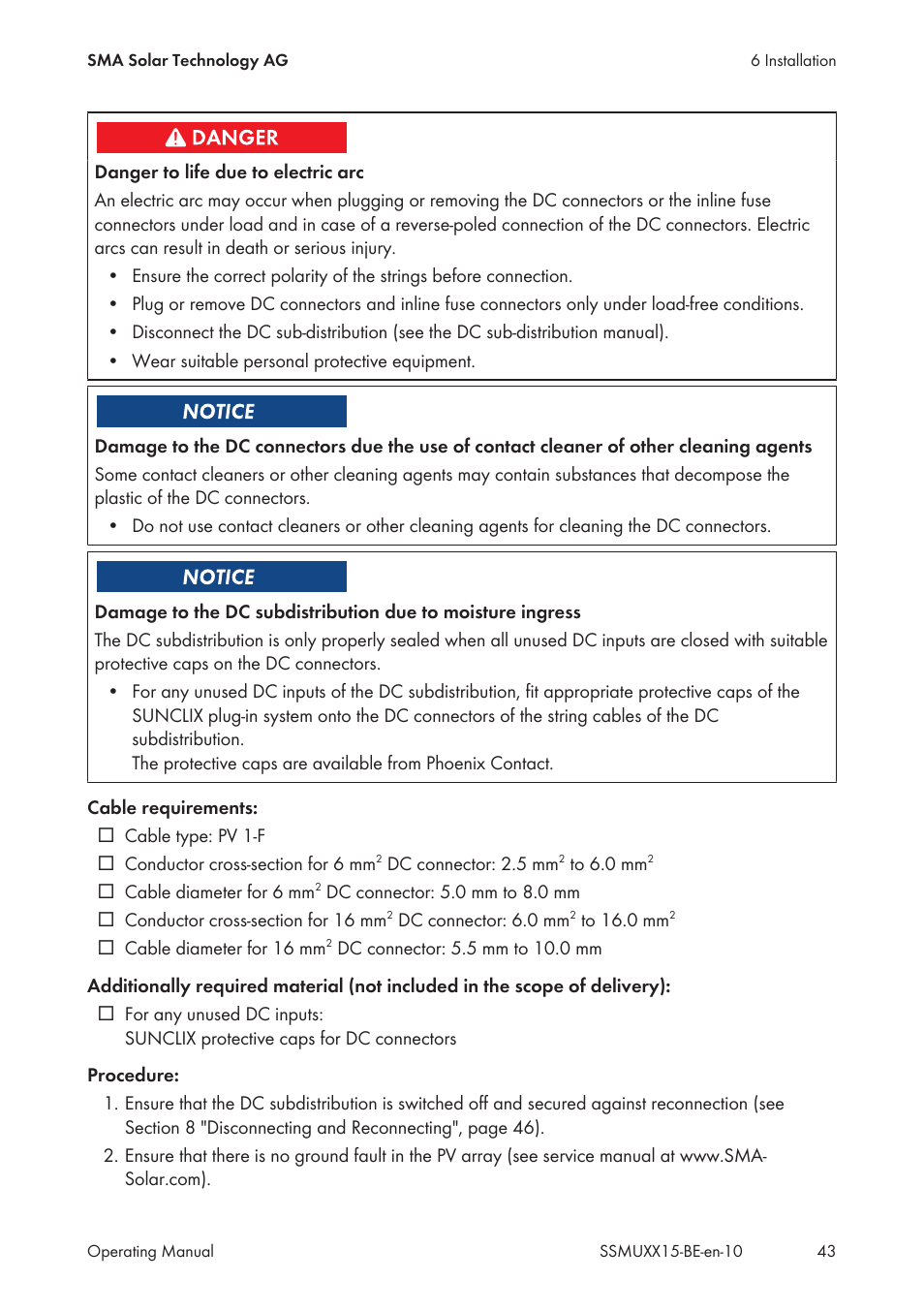 SMA SSM-U-1615 User Manual | Page 43 / 76