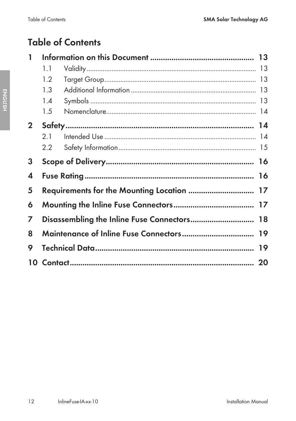 SMA IFCON Inline-Fuse-Connector-Set16 User Manual | Page 12 / 88