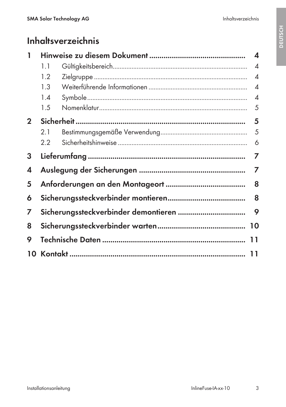 SMA IFCON Inline-Fuse-Connector-Set16 User Manual | Page 3 / 88