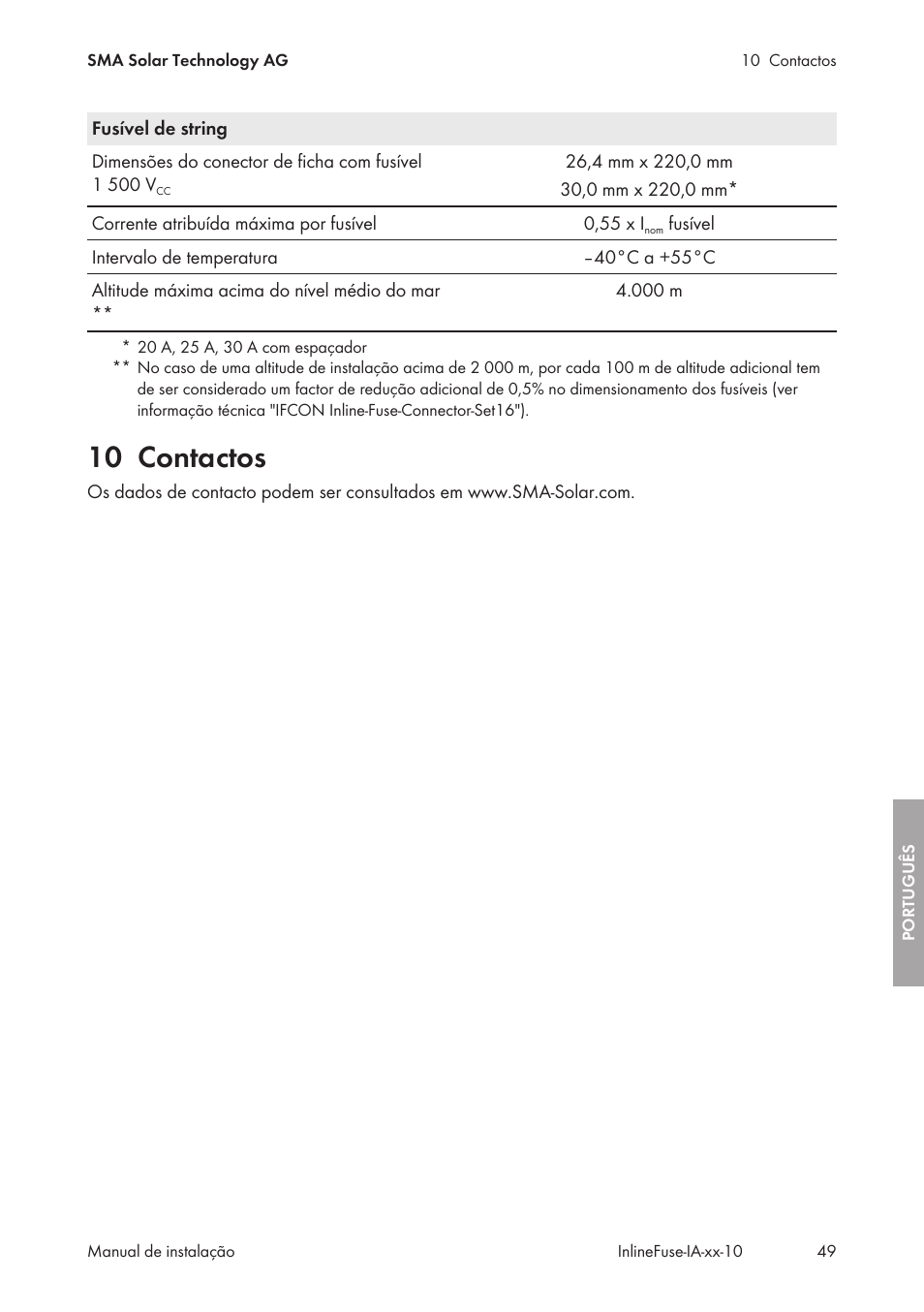 10 contactos | SMA IFCON Inline-Fuse-Connector-Set16 User Manual | Page 49 / 88