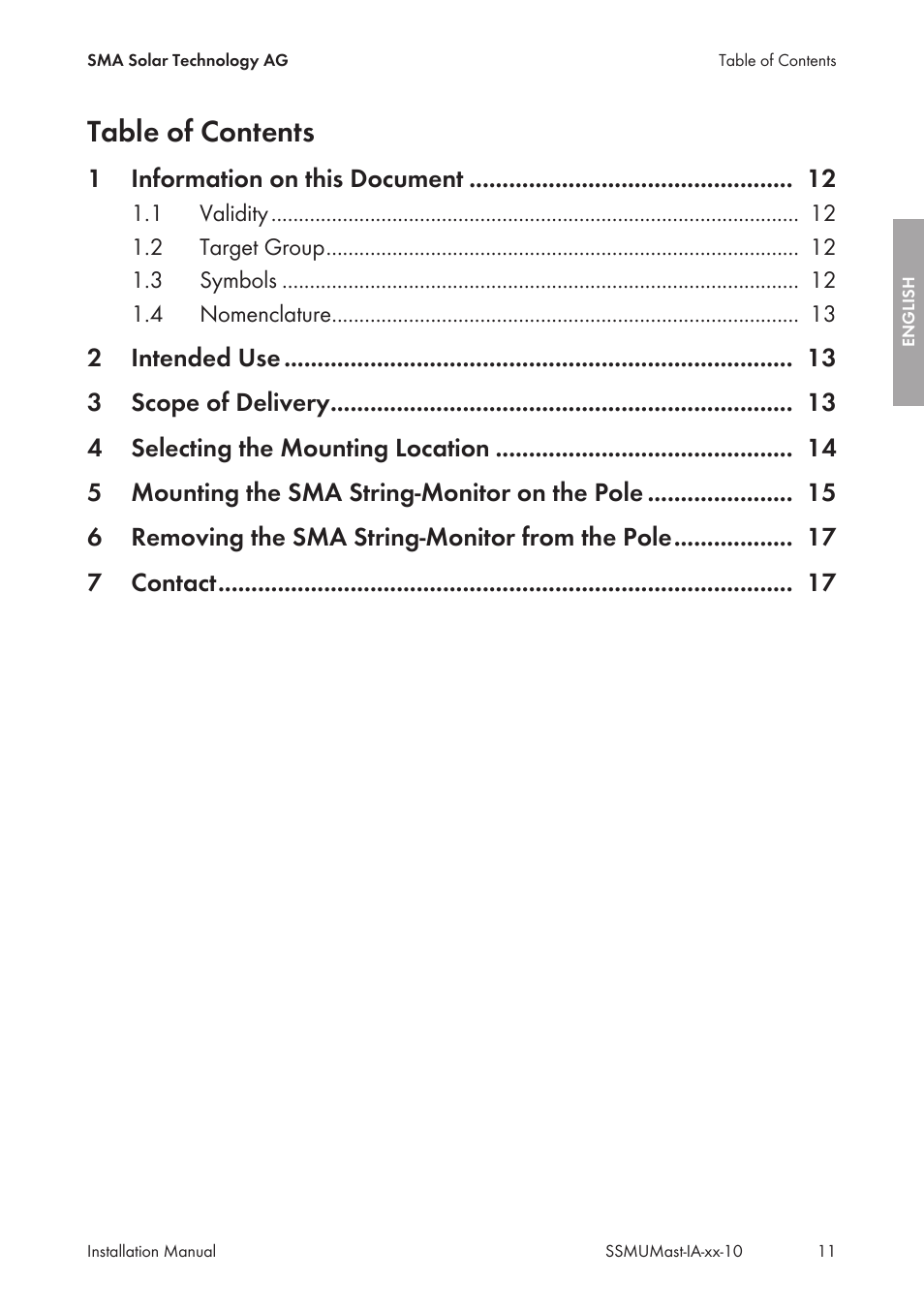 SMA String-Monitors Pole Mounting Set User Manual | Page 11 / 74