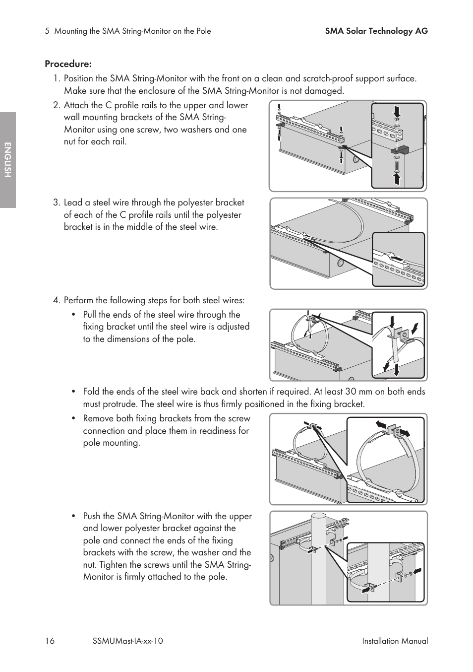 SMA String-Monitors Pole Mounting Set User Manual | Page 16 / 74