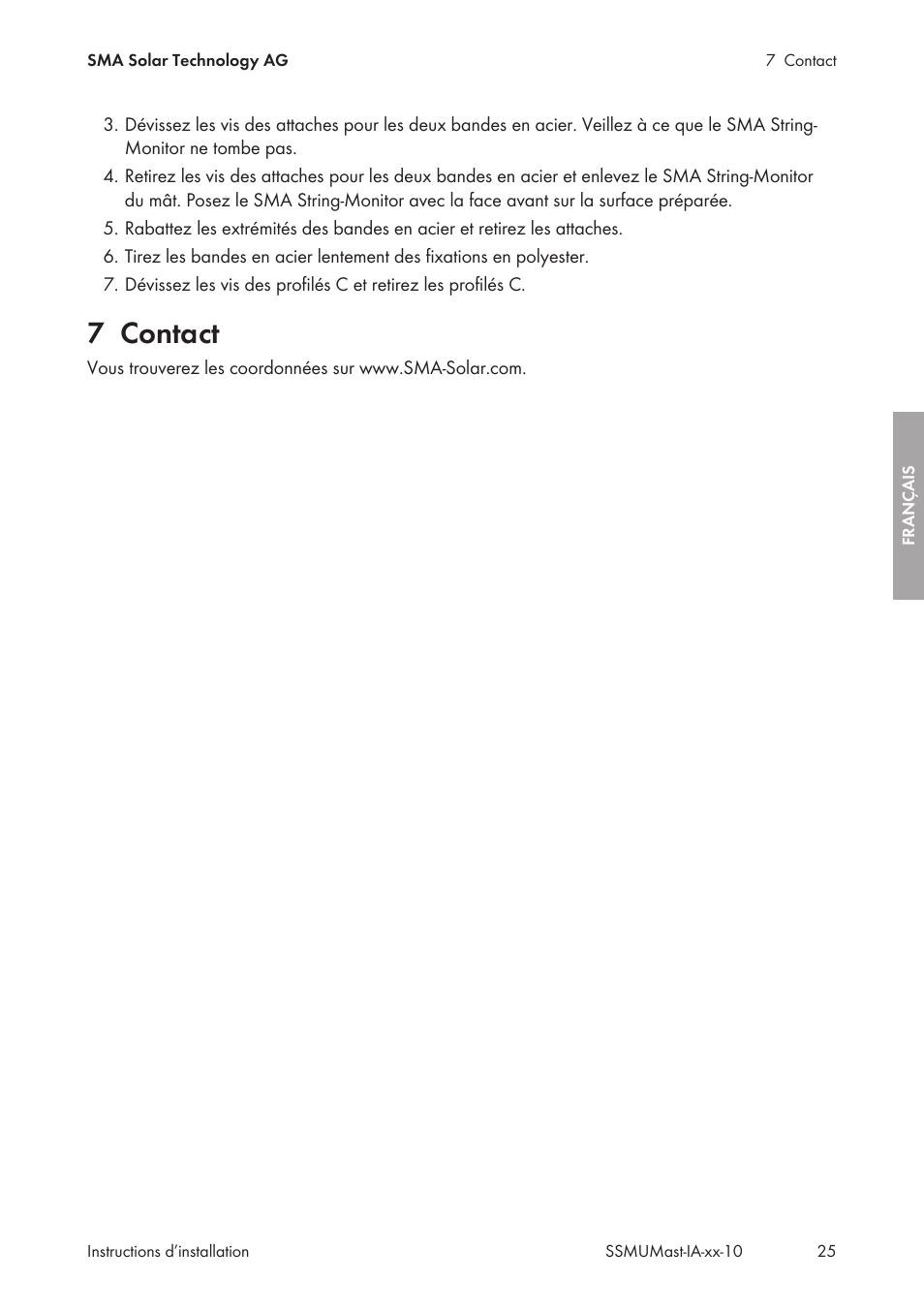 7 contact, Contact | SMA String-Monitors Pole Mounting Set User Manual | Page 25 / 74