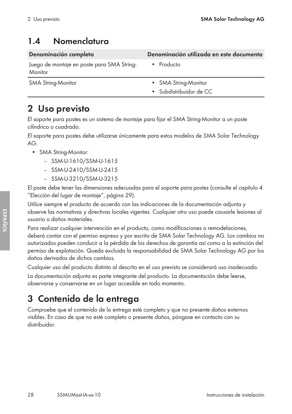 SMA String-Monitors Pole Mounting Set User Manual | Page 28 / 74