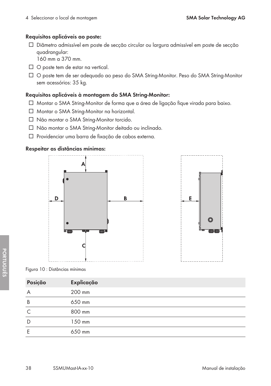 SMA String-Monitors Pole Mounting Set User Manual | Page 38 / 74