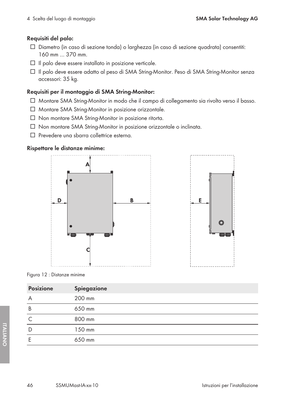 SMA String-Monitors Pole Mounting Set User Manual | Page 46 / 74