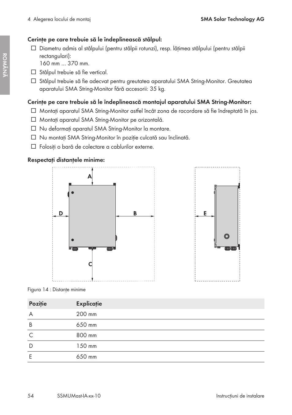 SMA String-Monitors Pole Mounting Set User Manual | Page 54 / 74